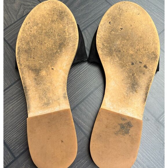 Nordstrom Treasure&Bond black & orange leather slides, synthetic flat heel, 7.5 - Picture 5 of 5